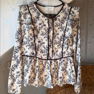 Anthropologie Cream and Brown Blouse
SIZE SMALL